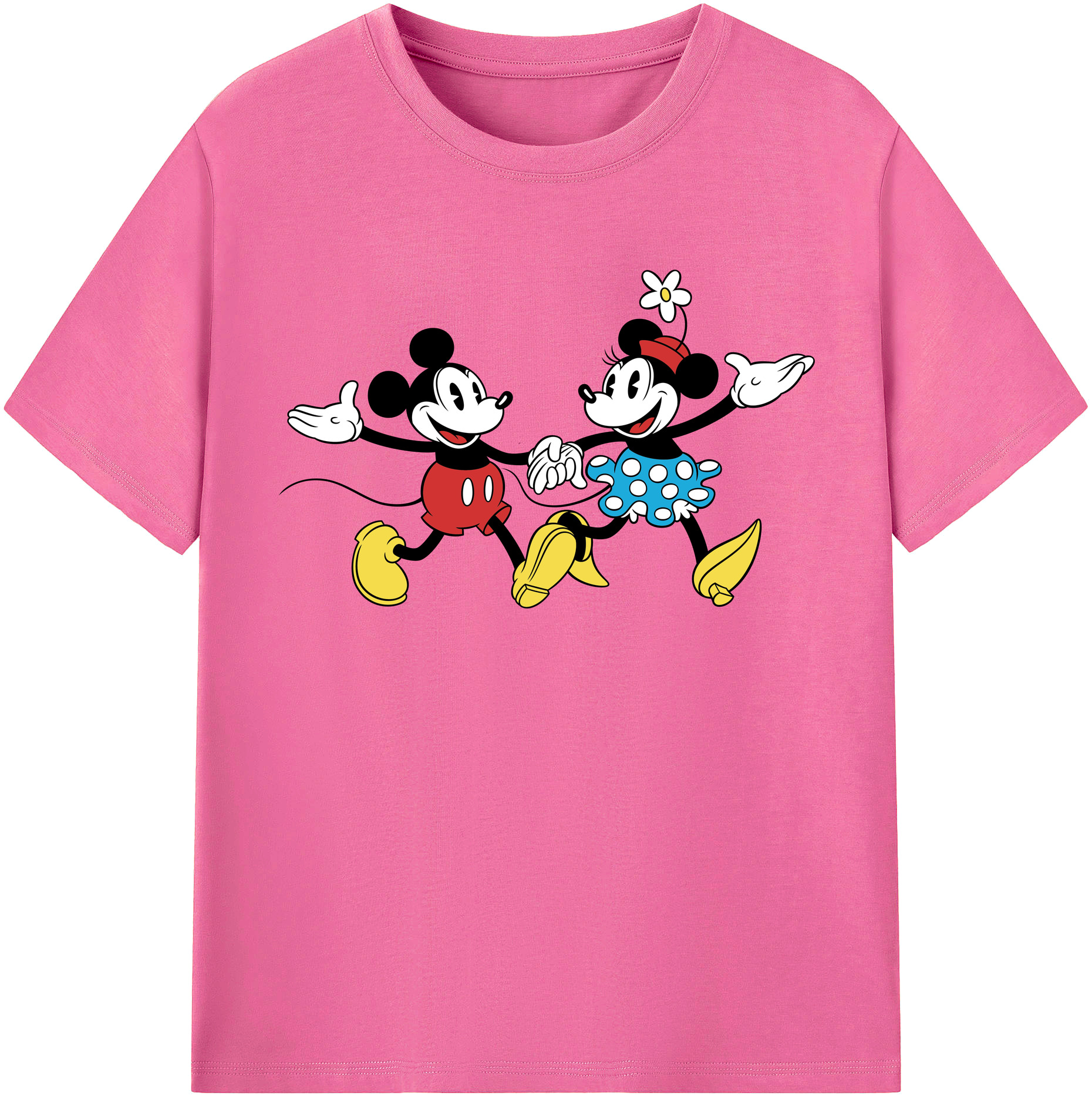 （画像用） ミッキーマウス Mickey Mouse レディースカジュアルプリントTシャツ（綿100％）